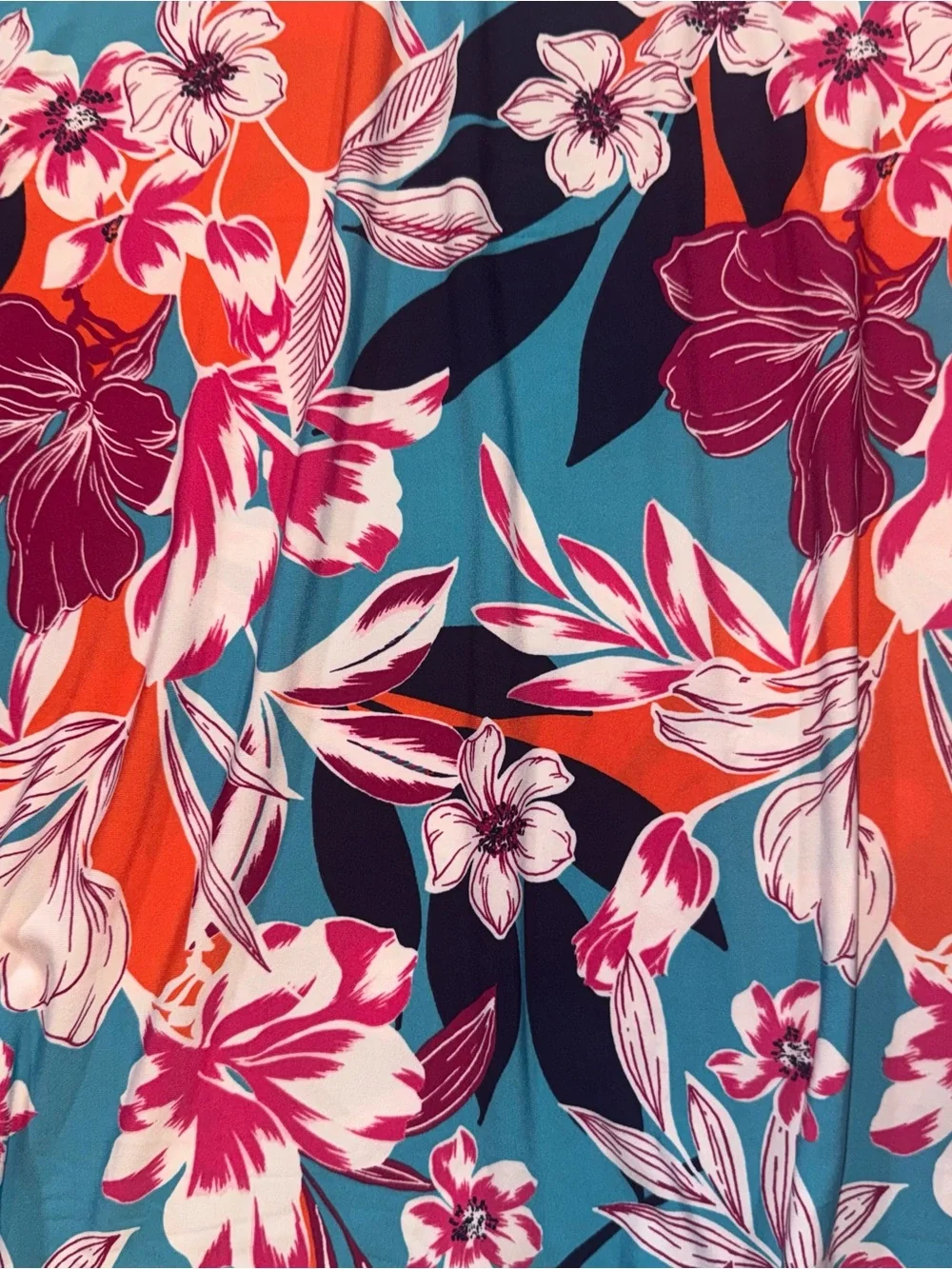 Roaman's Teal, Coral & Magenta Floral A-Line Skirt
